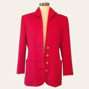 Vintage Suzelle Wool Cashmere Red Blazer Jacket 6